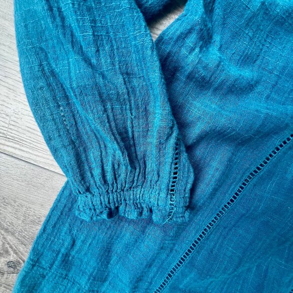 Sundance Artist Dream Top Blouse Boho Romantic Ruffle Lagenlook Teal Peasant - Picture 3 of 8